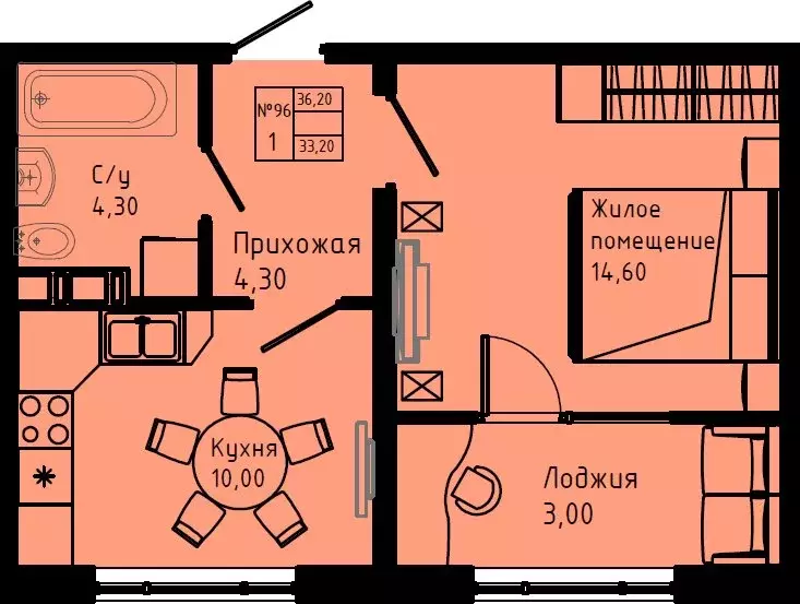 1-комнатная квартира: Коммунар, Железнодорожная улица, 41к3 (36.2 м) - Фото 1