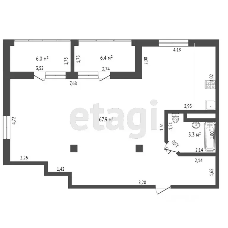 1-к кв. Крым, Саки ул. Санаторная (50.2 м) - Фото 1