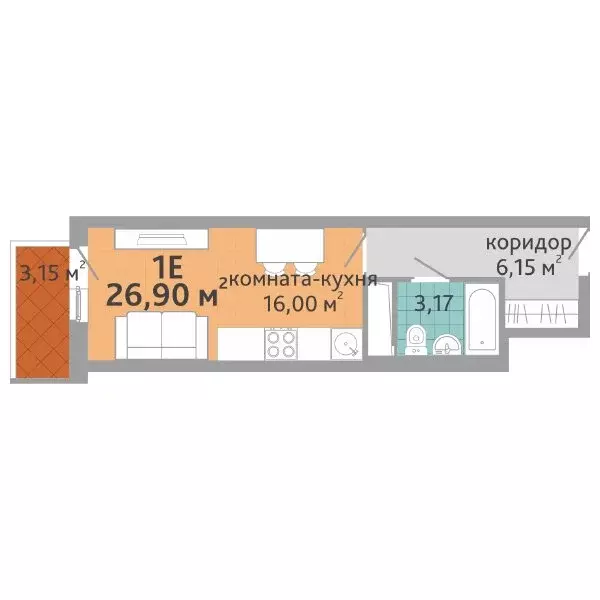 1-комнатная квартира: Екатеринбург, улица Краснолесья, 108/3 (26.9 м) - Фото 0