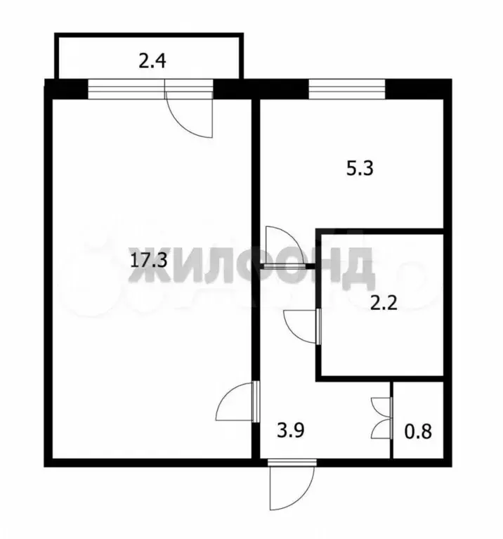 1-к. квартира, 29,5 м, 2/5 эт. - Фото 0