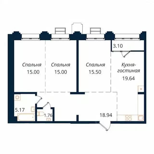 3-к кв. Иркутская область, Иркутск Байкальская ул., 246Б (94.1 м) - Фото 1