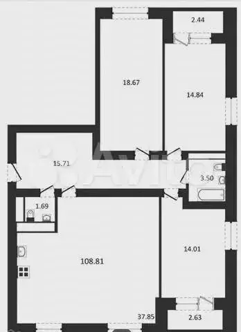 3-к. квартира, 66,9м, 3/5эт. - Фото 1