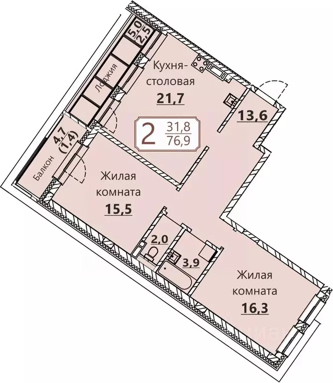 2-к кв. Чувашия, Чебоксары ул. Герцена, поз3 (76.9 м) - Фото 0