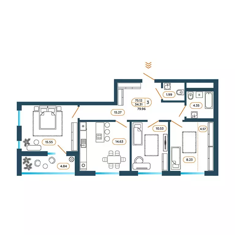 3-комнатная квартира: Батайск, Родная улица, 1 (81 м) - Фото 1