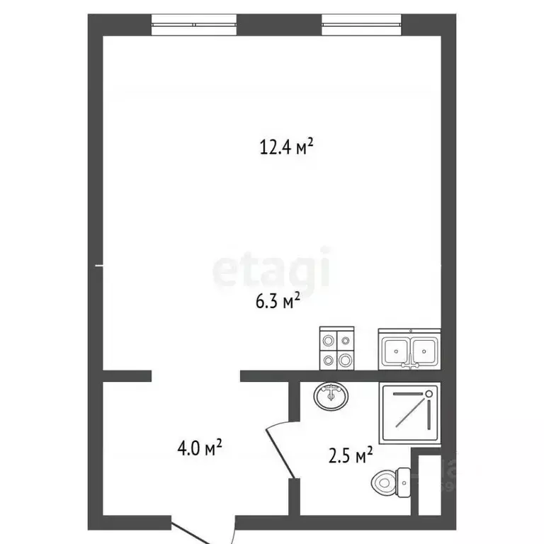 Студия Московская область, Одинцово ул. Березовая, 4к2 (25.2 м) - Фото 2