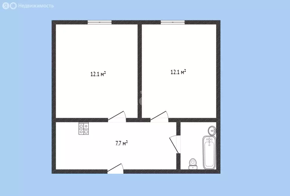 2-комнатная квартира: Черкесск, улица Лободина, 53 (34.8 м) - Фото 1