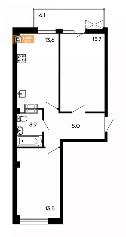 2-комнатная квартира: Севастополь, улица Токарева, 18Дк3 (61 м) - Фото 0