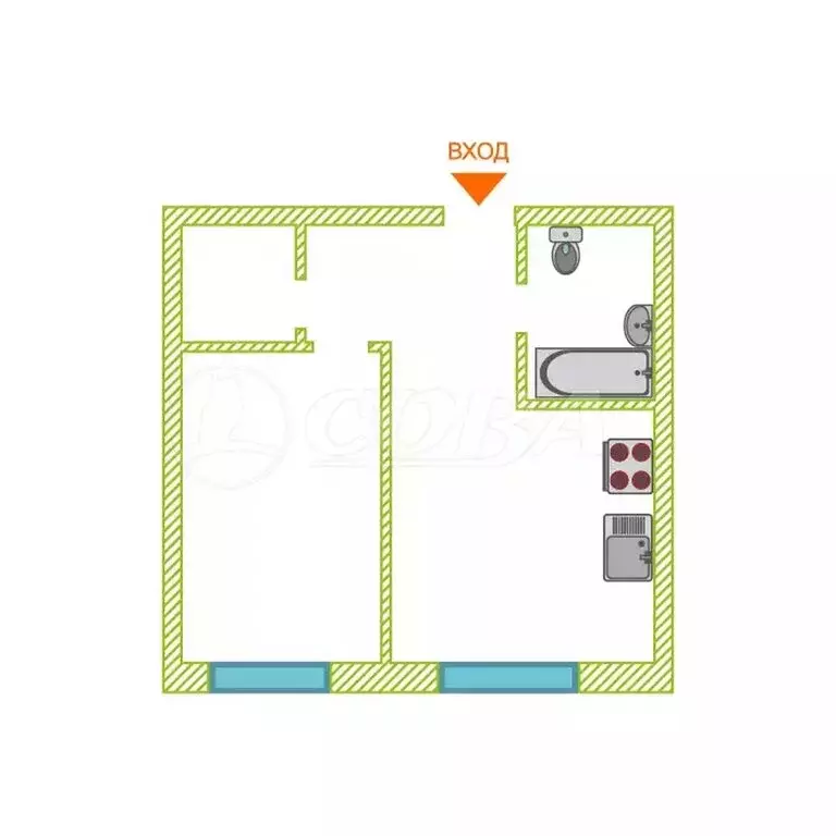 1-комнатная квартира: Тюмень, улица Республики, 204к12 (40 м) - Фото 1