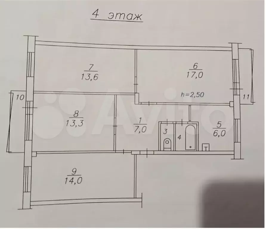 4-к. квартира, 76,1 м, 4/5 эт. - Фото 1