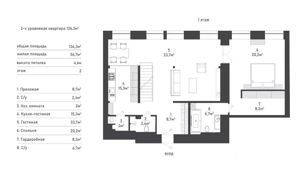 3-к кв. Санкт-Петербург Большая Конюшенная ул., 5 (136.0 м) - Фото 2