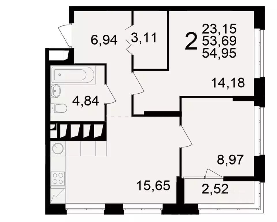 2-к кв. Рязанская область, Рязань ул. Чкалова (53.69 м) - Фото 1