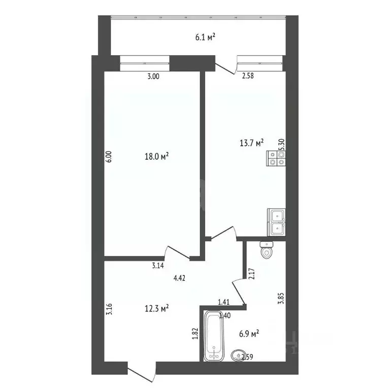1-к кв. Тюменская область, Тюмень Холодильная ул., 138 (50.9 м) - Фото 2