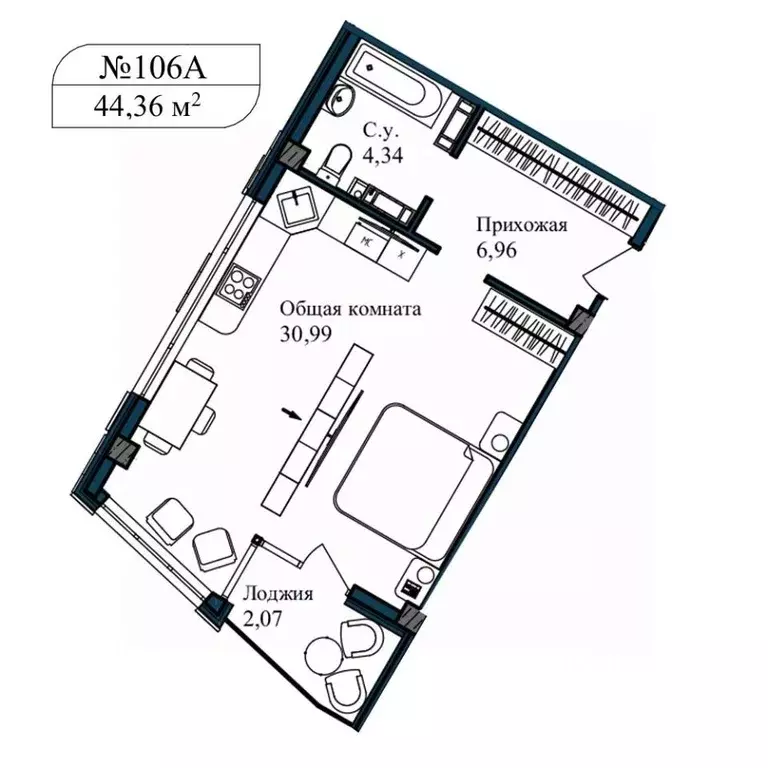 1-к кв. Севастополь ул. Летчиков, 10 (45.5 м) - Фото 0