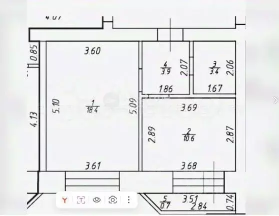 1-к кв. Татарстан, Казань ул. Зур Урам, 1 (38.0 м) - Фото 2