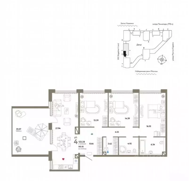 3-к кв. Москва ул. Мустая Карима, 12 (101.5 м) - Фото 2