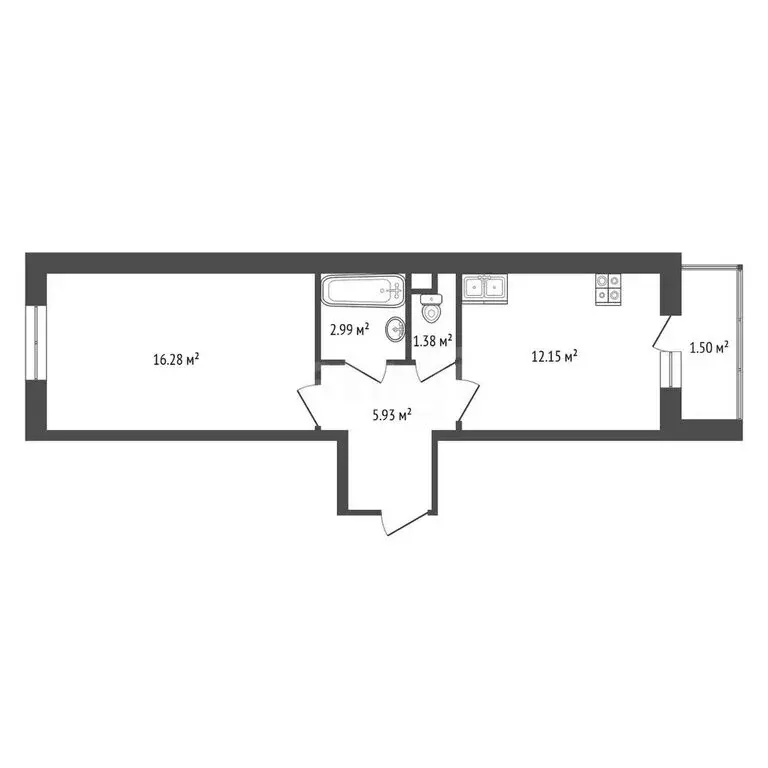 1-комнатная квартира: Красный Бор, Мирная улица, 6 (40.23 м) - Фото 0
