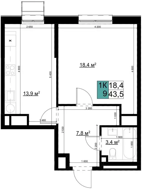 1-комнатная квартира: Одинцово, Можайское шоссе, 98 (43.5 м) - Фото 0