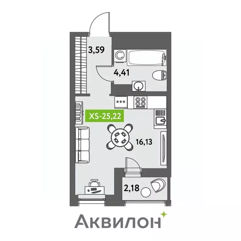 студия санкт-петербург аквилон ливз жилой комплекс (25.22 м) - Фото 0