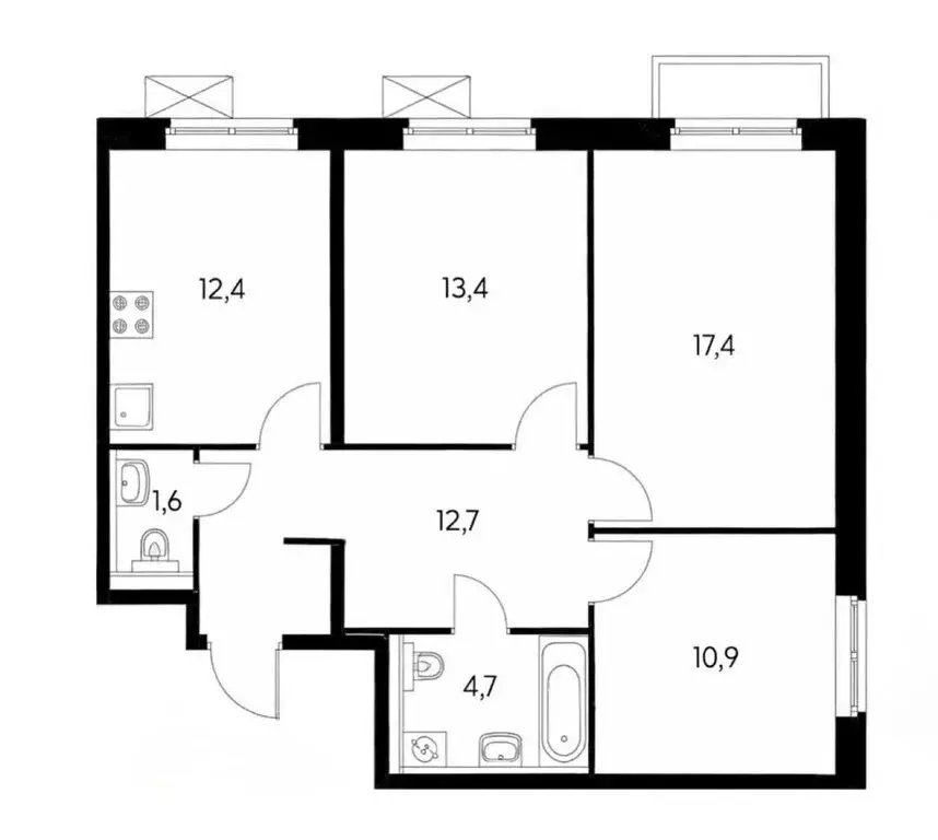 3-комнатная квартира: Балашиха, Реутовская улица, 11 (72.6 м) - Фото 2
