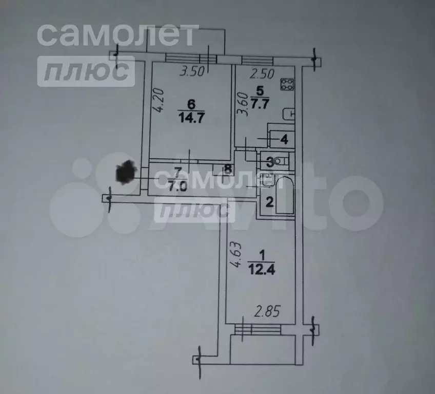 2-к. квартира, 46,7 м, 4/5 эт. - Фото 0