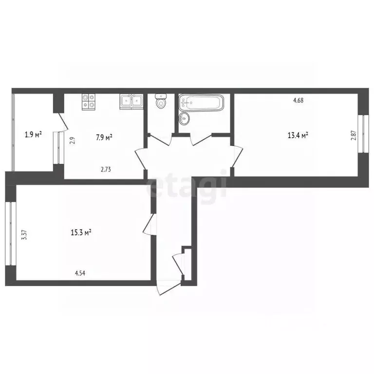 2-к кв. Псковская область, Псков пер. Машиниста, 9 (48.0 м) - Фото 2