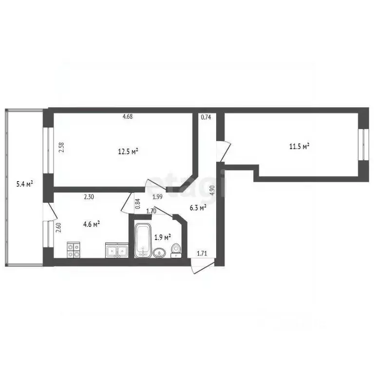 2-к кв. Крым, Евпатория ул. Фрунзе (37.0 м) - Фото 2