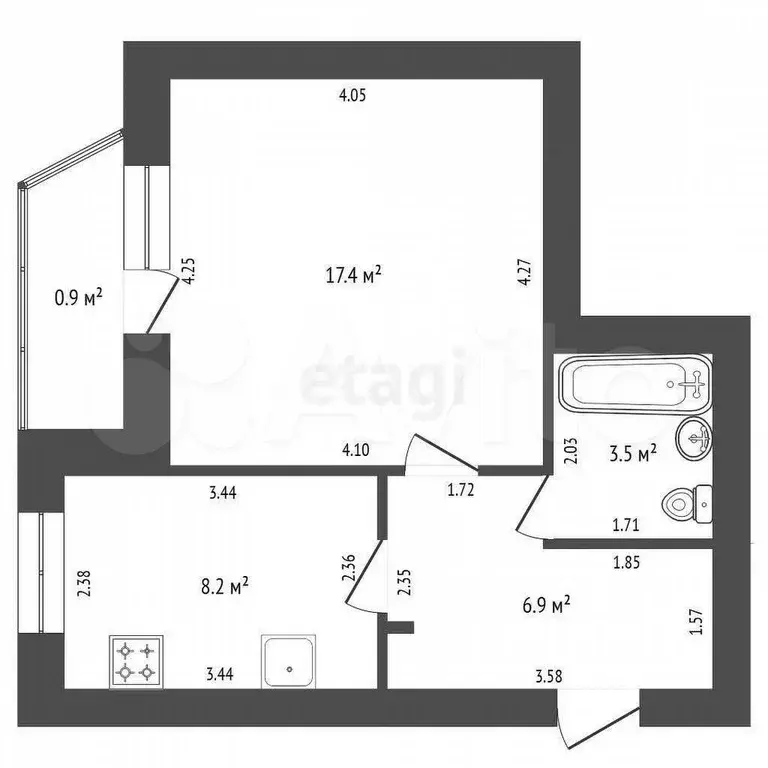 1-к. квартира, 36 м, 8/10 эт. - Фото 0