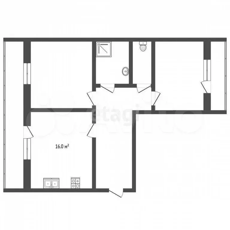 2-к. квартира, 75,1 м, 5/6 эт. - Фото 0