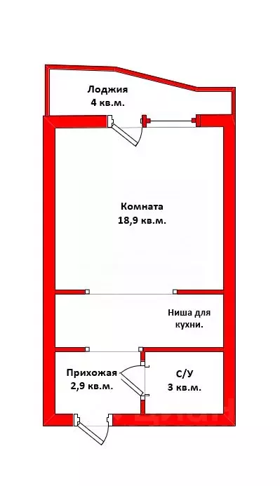 Студия Санкт-Петербург просп. Просвещения, 43 (25.2 м) - Фото 1