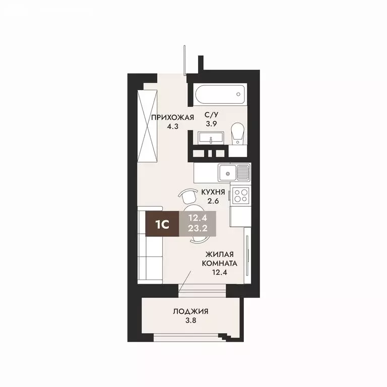 Квартира-студия: Новосибирск, Октябрьский район, микрорайон ... - Фото 0