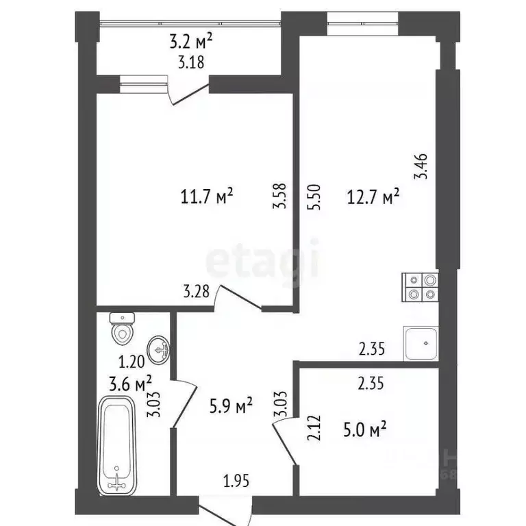 1-к кв. Калининградская область, Калининград ул. Юрия Гагарина, 16Б ... - Фото 2