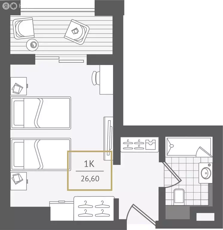 1-комнатная квартира: Сочи, улица Ленина, 280А (27.6 м) - Фото 1