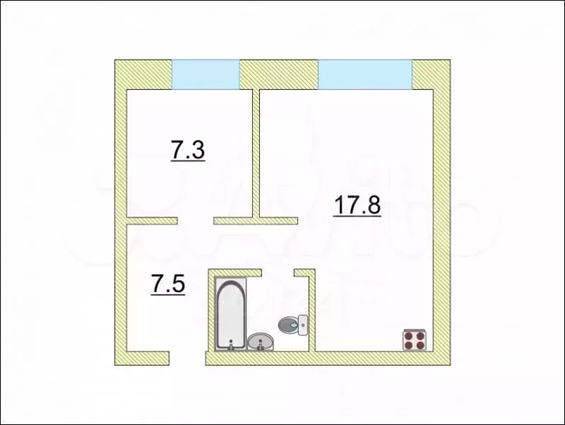 1-к. квартира, 36 м, 3/5 эт. - Фото 0