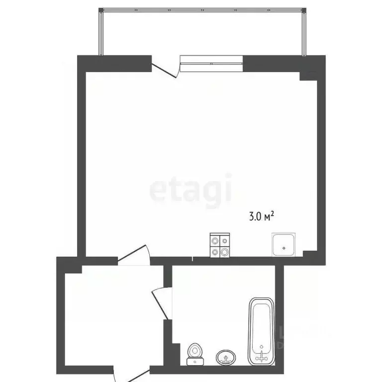 Студия Тюменская область, Тюмень ул. Николая Никитина, 8 (26.7 м) - Фото 1