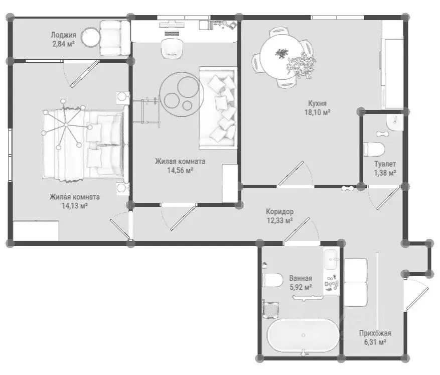 3-к кв. Крым, Керчь Образцово жилой комплекс, 6 (74.15 м) - Фото 1