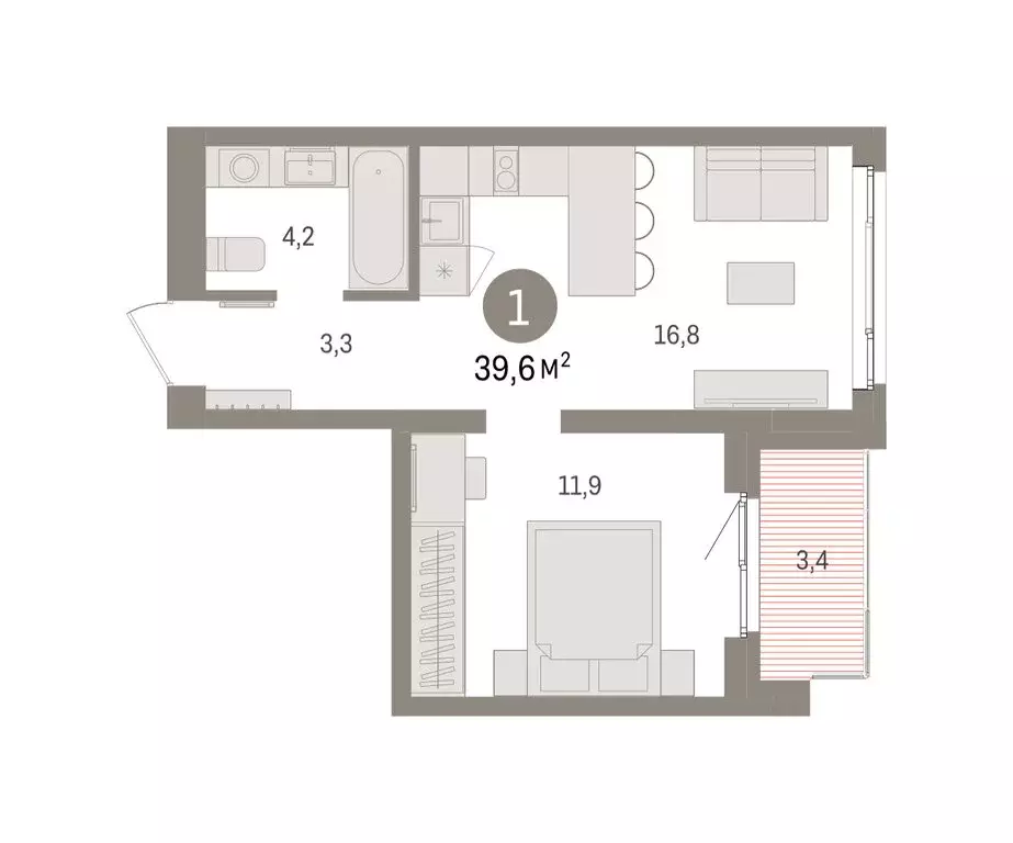 1-комнатная квартира: Екатеринбург, жилой район Юго-Западный, жилой ... - Фото 2