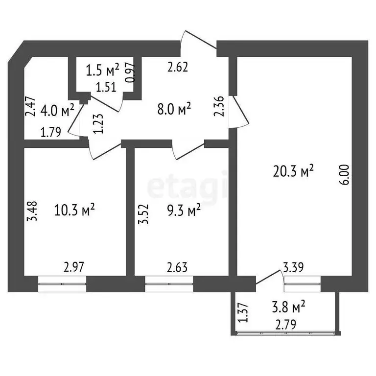 2-комнатная квартира: Ишим, улица Карла Маркса, 73 (53.4 м) - Фото 0