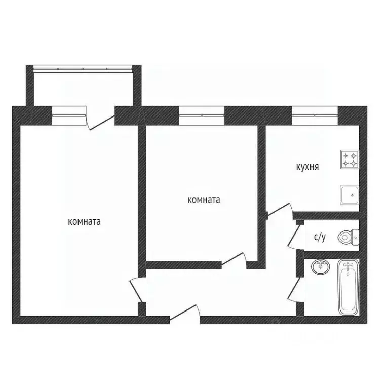 2-к кв. Курганская область, Курган ул. Яблочкина, 6 (50.2 м) - Фото 1
