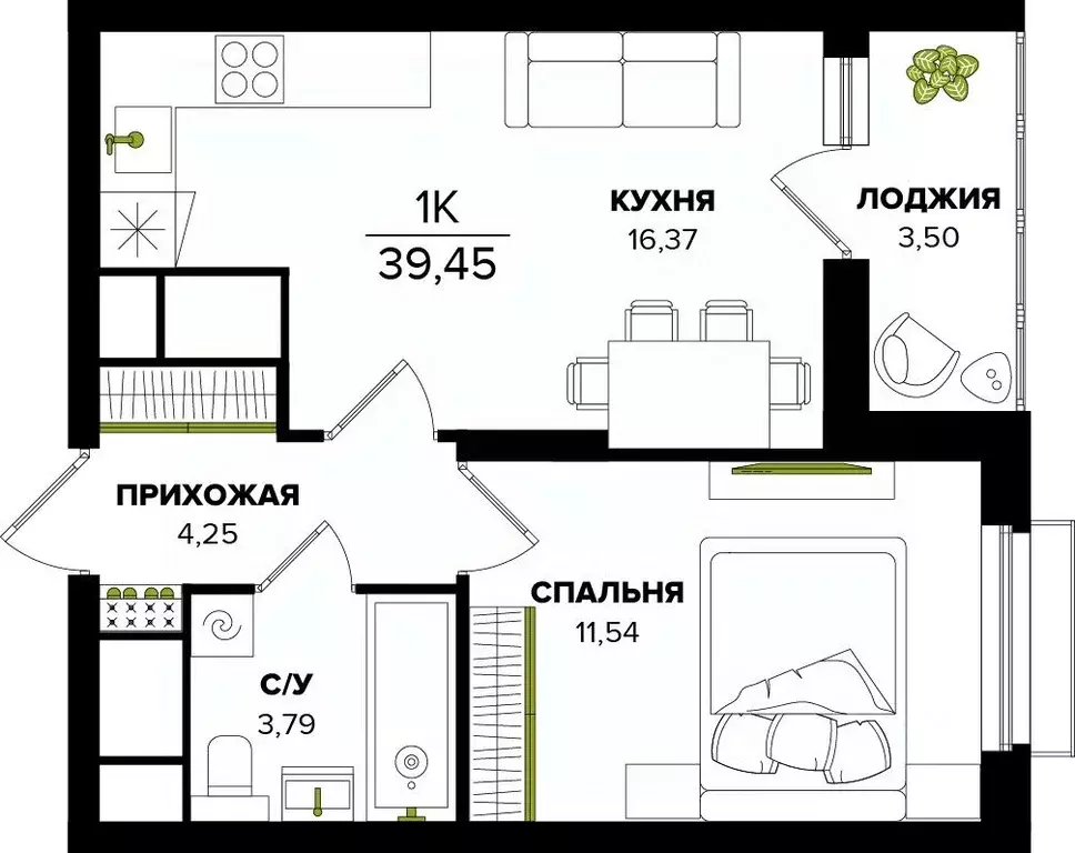 1-к кв. Тульская область, Тула  (39.45 м) - Фото 0