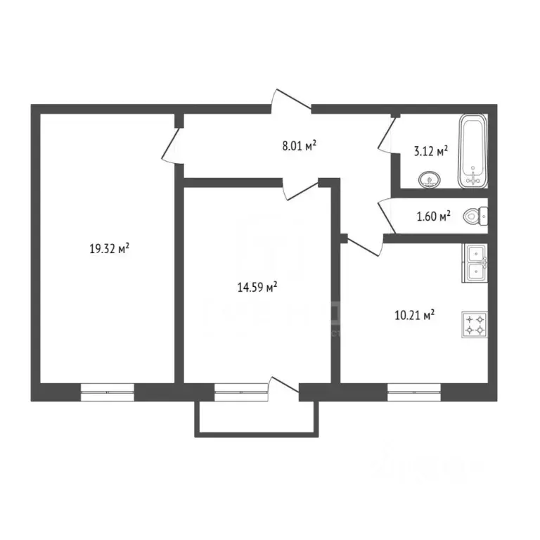 2-к кв. Санкт-Петербург просп. Елизарова, 15 (59.0 м) - Фото 1