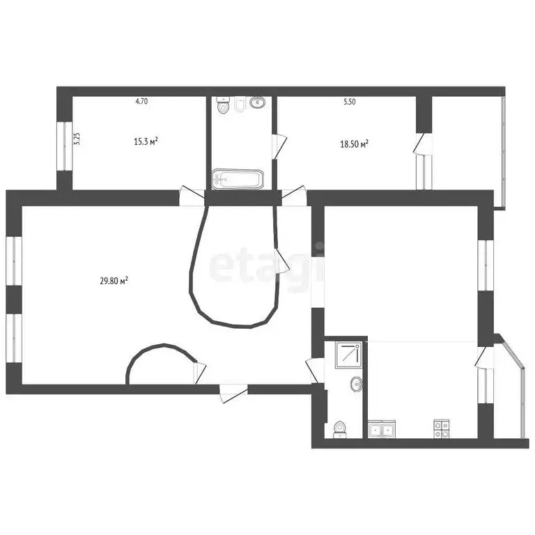 3-комнатная квартира: Тюмень, Широтная улица, 29 (150 м) - Фото 1