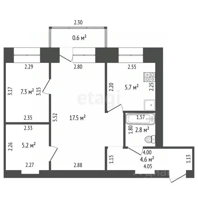 2-к кв. Башкортостан, Стерлитамак Волочаевская ул., 18А (43.7 м) - Фото 1