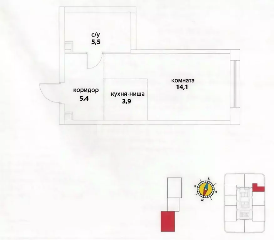 Студия Москва ул. Василия Ланового, 7с1 (28.9 м) - Фото 2