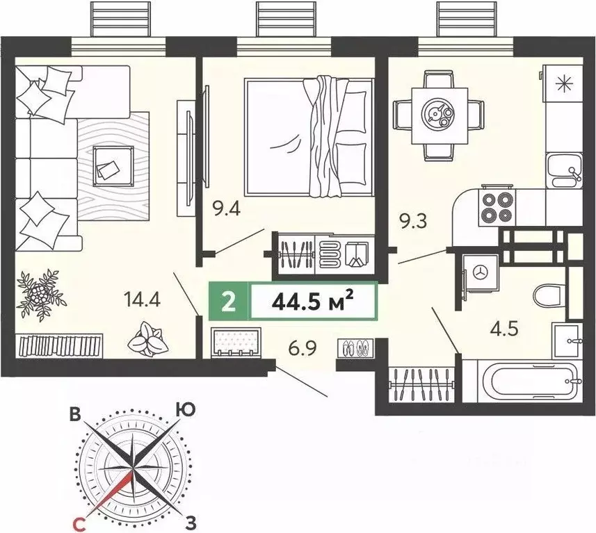 2-к кв. Пензенская область, Пензенский район, Засечный сельсовет, с. ... - Фото 1