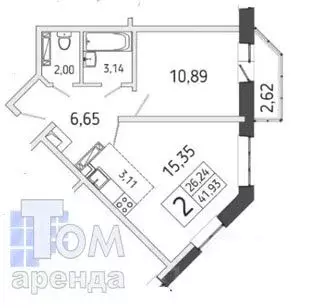 2-к кв. Томская область, Томск ул. Береговая, 13 (41.1 м) - Фото 1