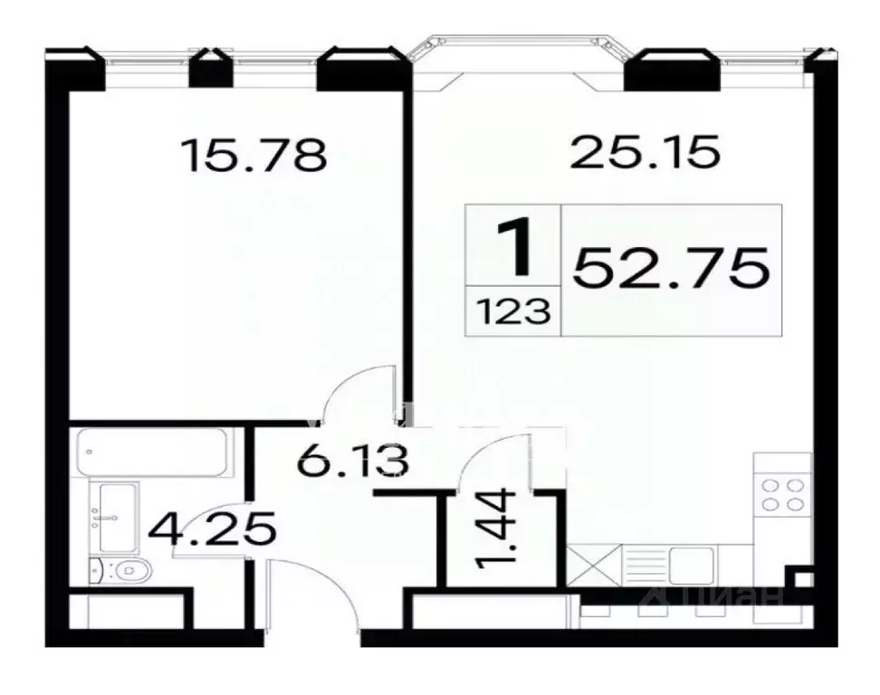 3-к кв. Москва ул. 1-я Ямского Поля, 28С12 (52.75 м) - Фото 1