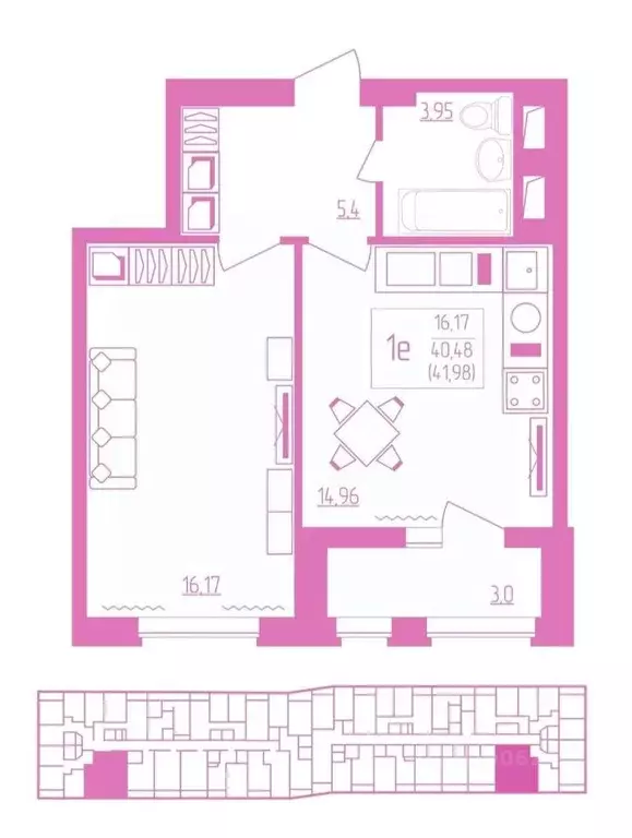 1-к кв. Мордовия, Саранск ул. Косарева, 15А (41.98 м) - Фото 0