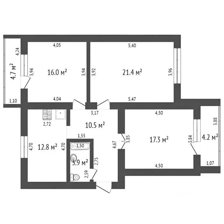 3-к кв. Башкортостан, Стерлитамак 23 Мая ул., 34Б (81.9 м) - Фото 2