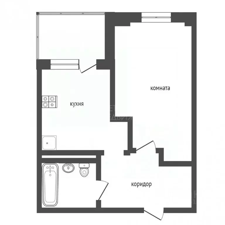 1-к кв. Тюменская область, Тюмень Дамбовская ул., 25к1 (33.3 м) - Фото 1