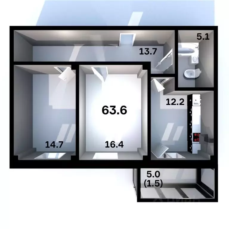 2-к кв. Псковская область, Псков Пароменская ул., 28 (63.6 м) - Фото 1